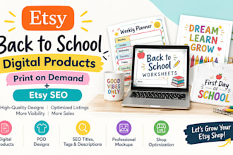 create etsy back to school digital product print on demand etsy SEO