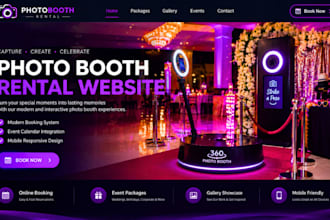 design 360 photo booth website and party rental website, event rental website