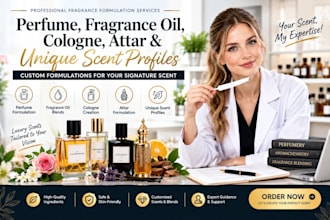 formulate perfume, fragrance oil, cologne, attar and unique scent profiles