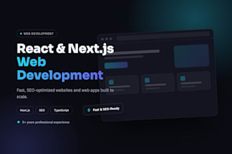 develop a react and next js web application