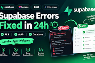 fix supabase errors, rls, auth and database bugs in lovable ai app