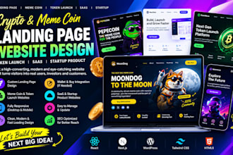 create crypto meme coin landing page token launch website saas startup product