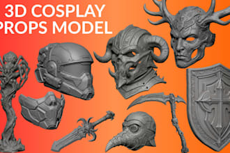 create 3d cosplay props, mask, helmet, armor, weapon and stl for 3d printing