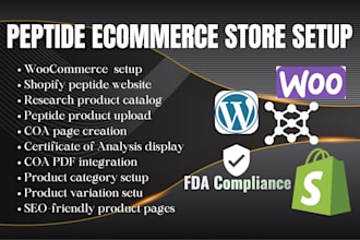 build peptide store with woocommerce, coa pages, SEO and payment integration