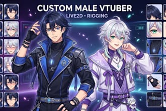 design and rig male vtuber live2d vtuber model anime live2d vtuber for streaming