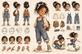 create childrens book character turnaround and model sheets