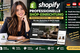 shopify shop einrichtung produktrecherche german SEO dach markt onlineshop lunch