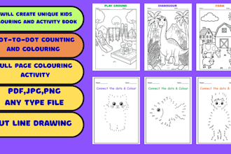create unique kids colouring and activity book