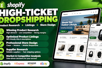 do shopify highticket dropshipping product research listing shopify store design