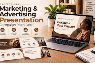 design a professional marketing or advertising presentation and campaign pitch