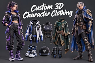 design custom 3d character clothing, outfits and merch for games and 3d avatars