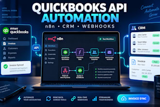 quickbooks API integration n8n invoice automation CRM customer data sync webhook