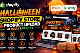design halloween shopify store halloween product upload via dsers printify