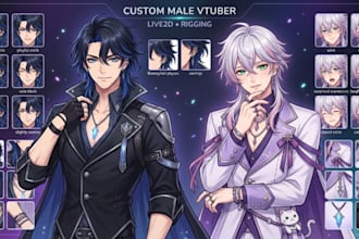 design and rig male and female vtuber model anime live2d vtuber model for stream