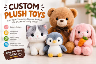 create a custom plush toy reference sheet and sewing pattern