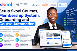 setup skool courses, membership system, onboarding and course automation
