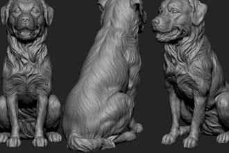 sculpt 3d dog model pet likeness dog pet stl file in zbrush for 3d printing