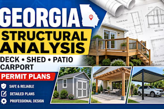 provide georgia structural analysis, deck, shed, patio and carport permit plans