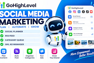 ghl social planner rss feed category queue ghl ad manager social media marketing