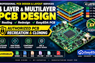 design 4 layer multilayer pcb, easyeda pcb, redesign with gerber files