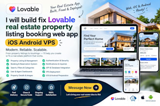build fix lovable real estate property listing booking web app ios android vps
