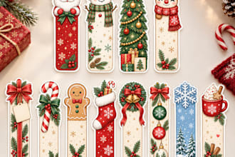 design cute vintage christmas bookmarks