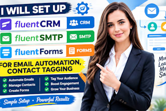 set up fluent crm fluent smtp fluent form for email automation,contact tagging