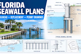 do florida seawall permit plans, bulkhead structural drawings