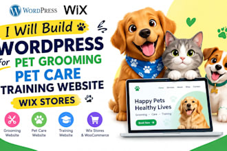 build wordpress for pet grooming pet care training website wix stores