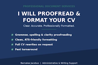 proofread and edit your CV, resume or documents