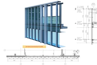 create professional facade and aluminum glass shop drawings in autocad