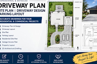 design driveway plan, site plan, driveway design, parking layout