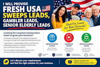 provide fresh USA sweeps leads, gambler leads ,senior elderly leads