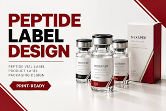 design peptide label, peptide vial label, product label and packaging design