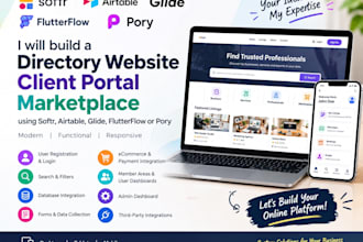build softr airtable glide flutterflow pory directory client portal marketplace