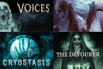 design horror steam capsule banner, steam capsule  key art for horror art