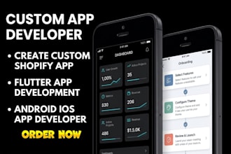 create custom shopify app, flutter app development, android ios app developer