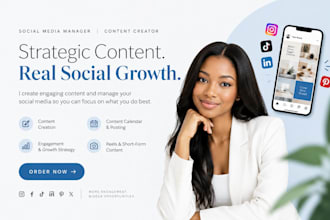 be your social media manager, content creator for social media growth