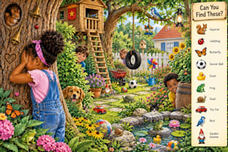 create hidden object adventure puzzles for kids books