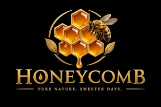 design a professional , honey, bee, nature or organic honeycomb logo
