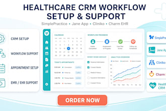 setup healthcare CRM workflow in simplepractice janeapp  cliniko charm ehr