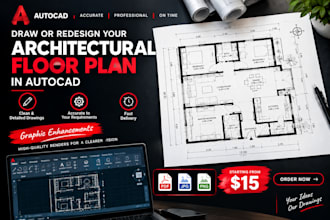 draw or redesign your architectural floor plan in autocad