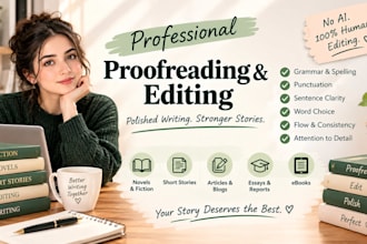 proofread, grammar check and copyedit fiction novels