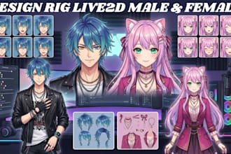 design and rig custom male or female vtuber anime live2d vtuber model vtuber rig