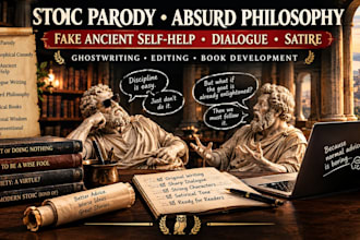 writer stoicism absurd parody fake ancient selfhelp dialogue philosophical books