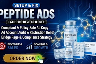 fix and set up compliant peptide ads on facebook and google for leads and sales