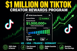 create UK USA france tiktok account with monetization setup