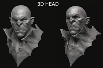 sculpt realistic 3d head bust full body model, face likeness from your 2d photo