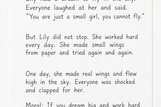 write english paragraph and story in beautiful handwriting