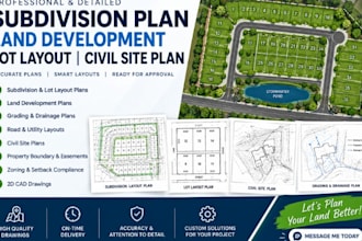 design subdivision plan, land development, lot layout, civil site plan